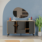 Комод цвета древесины с 3-мя дверцами и выдвижным ящиком темно-серого цвета SPARK CONSOLE OAK ANTHRACITE варинант исполнения - 2 | Loft Concept в Барнауле