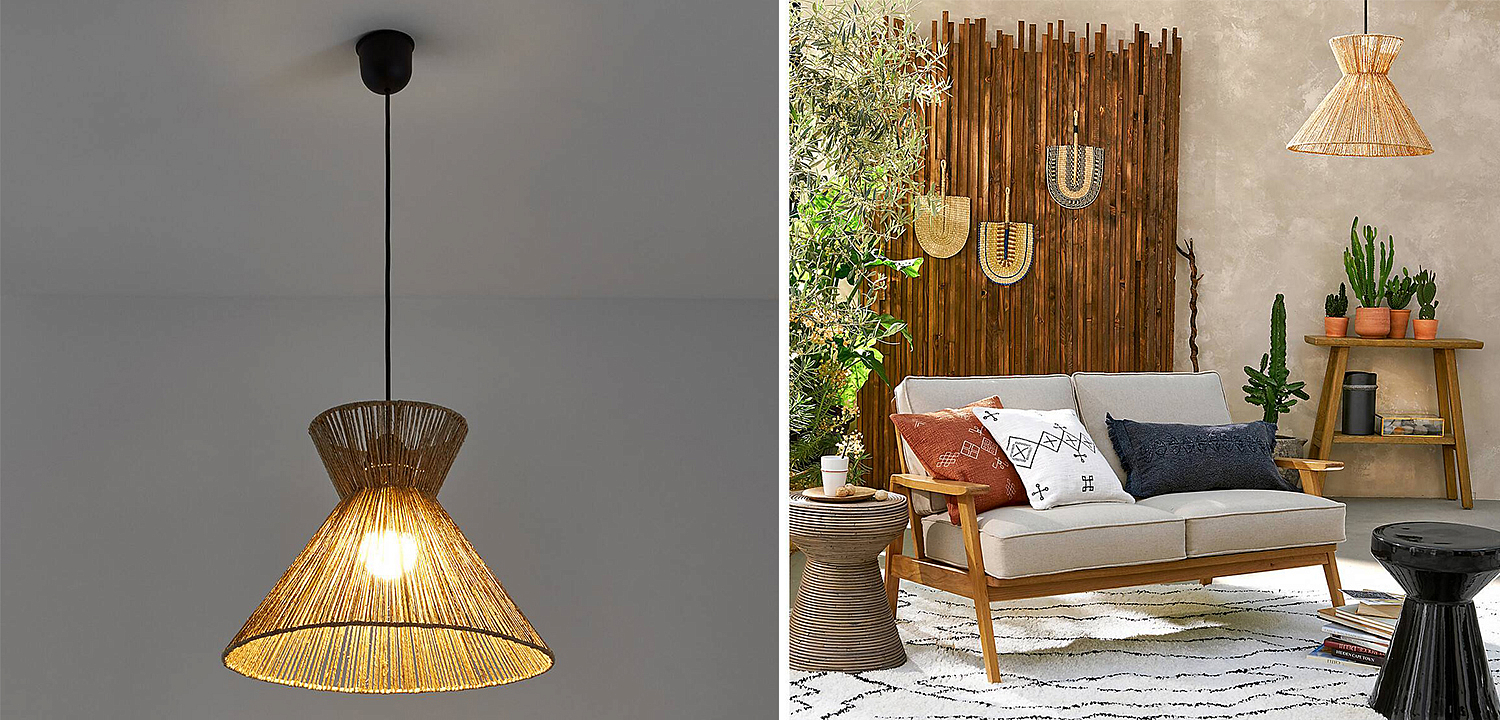 Подвесной светильник Signe Wicker Hemp Beige Horn Подвесной светильник Signe Wicker Hemp Beige Horn - Loft-Concept в Барнауле