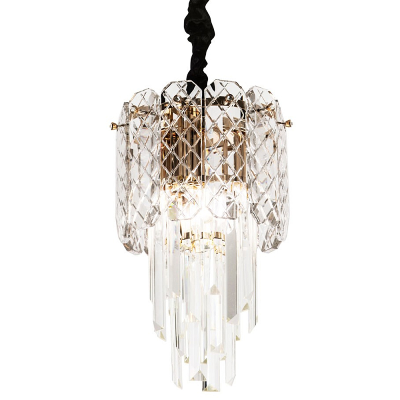 Подвесной хрустальный светильник Harmonica Crystal Gold Hanging Lamp Прозрачное Стекло Золотой Подвесной хрустальный светильник Harmonica Crystal Gold Hanging Lamp Прозрачное Стекло Золотой в Барнауле | Loft Concept