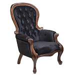 Кресло с мягкой обивкой из черного велюра на 4-х деревянных ножках Evelyn Classical Armchair варинант исполнения - 1 | Loft Concept в Барнауле