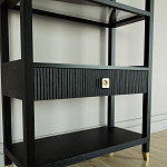 Стеллаж Elsa Dreams Black со стеклянными полками и ящиком варинант исполнения - 2 | Loft Concept в Барнауле