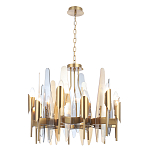 Люстра с вертикальными стеклянными элементами и металлическим каркасом цвета Латунь Vertical Glass варинант исполнения - 1 | Loft Concept в Барнауле