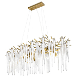 Люстра подвесная прямоугольная с бронзовыми акцентами и прозрачными стеклянными каплями Droplet Chandelier варинант исполнения - 3 | Loft Concept в Барнауле
