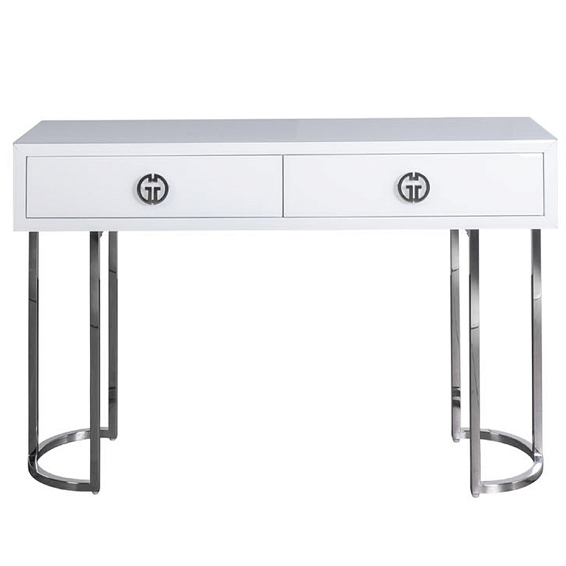 Консоль белая с 2-мя с ящикам Furniture Value Белый Хром Черный Золотой Консоль белая с 2-мя с ящикам Furniture Value Белый Хром Черный Золотой в Барнауле | Loft Concept