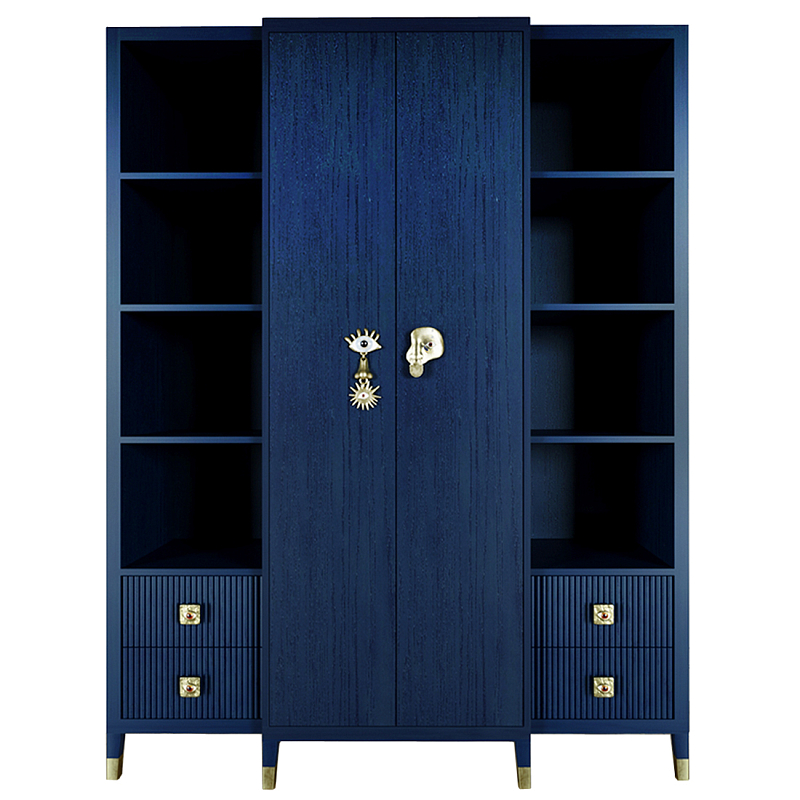 Большой шкаф с витриной Elsa Dreams Blue Синий Золотой Большой шкаф с витриной Elsa Dreams Blue Синий Золотой в Барнауле | Loft Concept