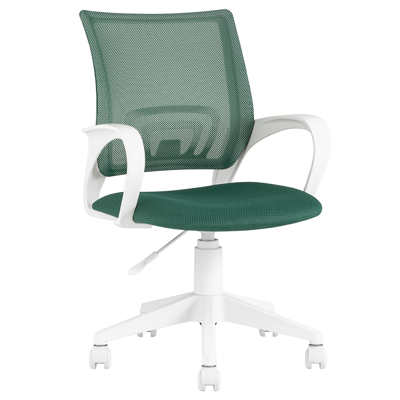 Офисное кресло с основанием из белого пластика Desk chairs Green Зеленый Белый Офисное кресло с основанием из белого пластика Desk chairs Green Зеленый Белый в Барнауле | Loft Concept