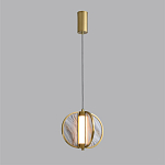 Подвесной светильник с круглым плафоном из искусственного алебастра в бронзовой оправе Marbella варинант исполнения - 4 | Loft Concept в Барнауле