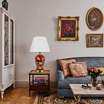 Настольная лампа бордовая с изображением птиц Slip Away варинант исполнения - 5 | Loft Concept в Барнауле