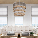 Люстра трехъярусная с декором из круглых деревянных бусин с кисточками Gray Brown Wooden Beads Chandelier варинант исполнения - 5 | Loft Concept в Барнауле