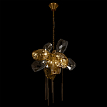 Люстра подвесная со стеклянными плафонами из дымчатого и золотистого с шестью вертикальными подвесками Gilded Mirage  варинант исполнения - 6 | Loft Concept в Барнауле