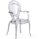 Прозрачный стул с подлокотниками LOUIS GHOST CHAIR Grey варинант исполнения - 1 | Loft Concept в Барнауле