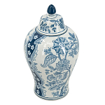 Ваза с крышкой и голубым цветочным рисунком на белом фоне Blue & White Ornament варинант исполнения - 1 | Loft Concept в Барнауле