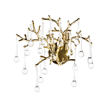 Бра в форме ветвей деревьев золотого цвета с прозрачными подвесками-каплями Droplet Bra варинант исполнения - 3 | Loft Concept в Барнауле