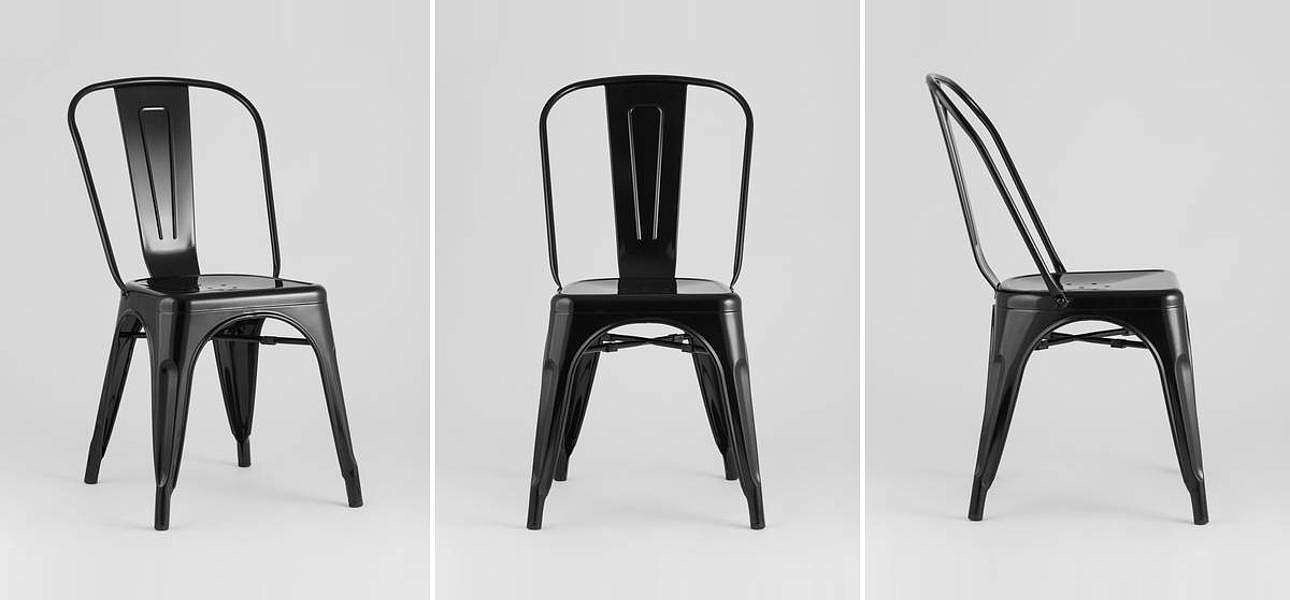 Стул TOLIX Черный Глянцевый Металл Стул TOLIX Черный Глянцевый Металл - Loft-Concept в Барнауле