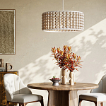 Люстра в форме цилиндра с вставками из деревянных бусин Wooden Beads варинант исполнения - 5 | Loft Concept в Барнауле