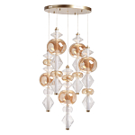 Люстра с плафонами из прозрачного и янтарного стекла в виде шаров и ромбов Gabriel Scott Luna варинант исполнения - 2 | Loft Concept в Барнауле
