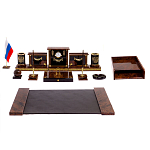 Настольный письменный набор с часами из природного камня обсидиана Royal Set варинант исполнения - 1 | Loft Concept в Барнауле