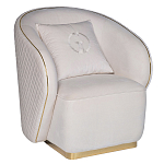 Кресло велюровое оттенка слоновой кости с простроченной спинкой Perfect Comfort варинант исполнения - 1 | Loft Concept в Барнауле