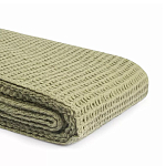 Плед из шерсти зеленого цвета с бахромой Waffle Comfort варинант исполнения - 3 | Loft Concept в Барнауле