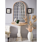 Зеркало-окно настенное в венецианском стиле с деревянной рамой бежевого цвета Venetian Smooth варинант исполнения - 4 | Loft Concept в Барнауле