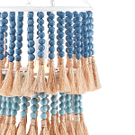 Подвесной светильник двухъярусный с декором из круглых деревянных бусин с кисточками Blue Wooden Beads Chandelier варинант исполнения - 1 | Loft Concept в Барнауле