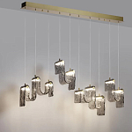 Подвесной светильник линейный с плафонами волнистой формы из фактурного стекла Big Wave варинант исполнения - 4 | Loft Concept в Барнауле