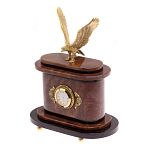 Часы настольные бронзовые из натурального камня Лемезит с декором в виде горного орла Eagle Stone Clock варинант исполнения - 2 | Loft Concept в Барнауле