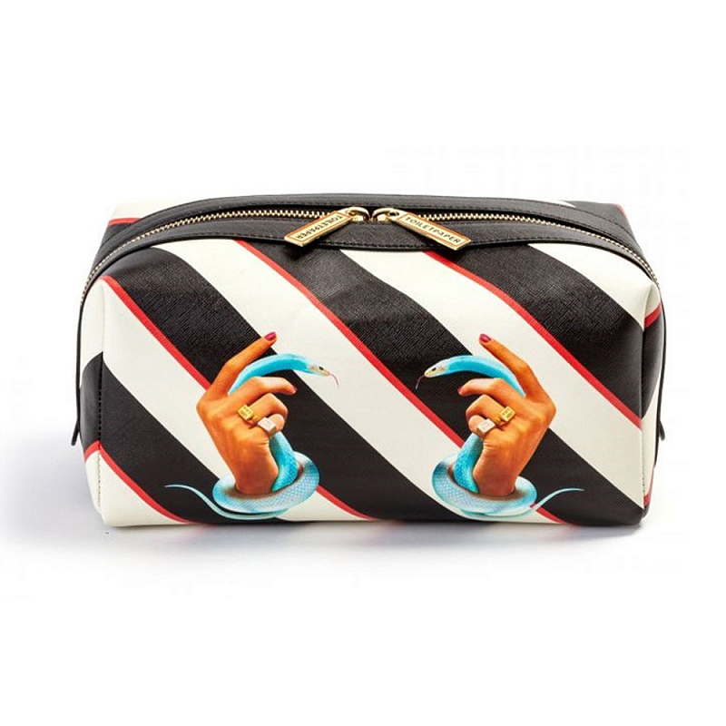 Косметичка Seletti Stripes Hands with Snakes Черный Белый Голубой Бежевый Косметичка Seletti Stripes Hands with Snakes Черный Белый Голубой Бежевый в Барнауле | Loft Concept