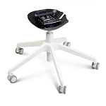 Стул с мягкой синей обивкой из велюра и подъемно-поворотным механизмом на белых колесиках Harper Blue and White варинант исполнения - 5 | Loft Concept в Барнауле