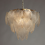 Люстра на цепи с прозрачными стеклянными подвесками в виде листьев Textured Glass Chandelier варинант исполнения - 3 | Loft Concept в Барнауле