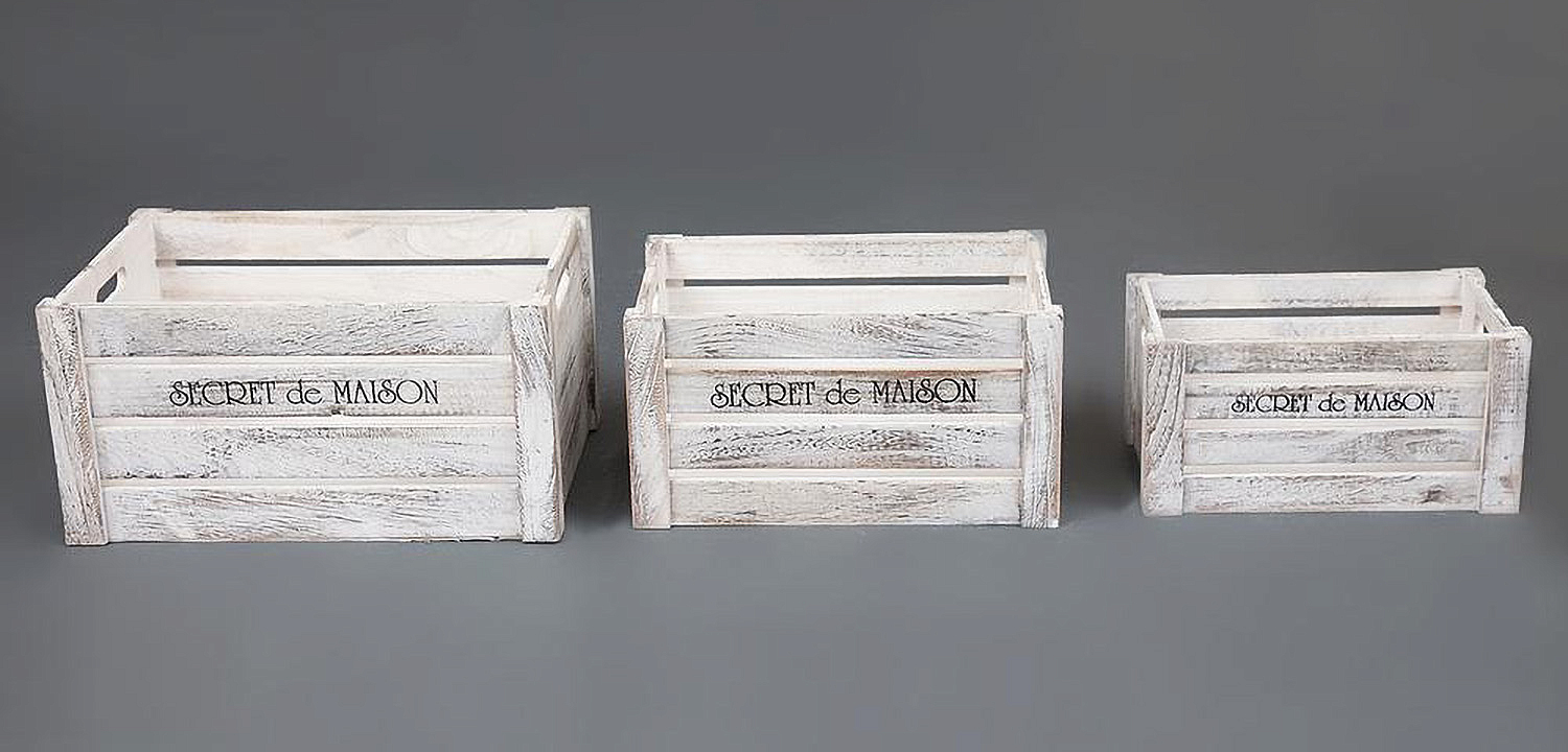 Набор из трёх ящиков Set of three antique white boxes  - Loft-Concept в Барнауле