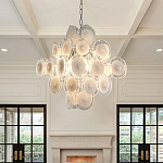 Люстра  с каскадом из круглых декоративных элементов  White Clear Glass Chandelier варинант исполнения - 4 | Loft Concept в Барнауле