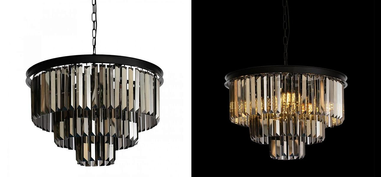Круглая Люстра RH 1920s Odeon Black iron Three Layers Серое Стекло диаметр 50 см Круглая Люстра RH 1920s Odeon Black iron Three Layers Серое Стекло диаметр 50 см - Loft-Concept в Барнауле