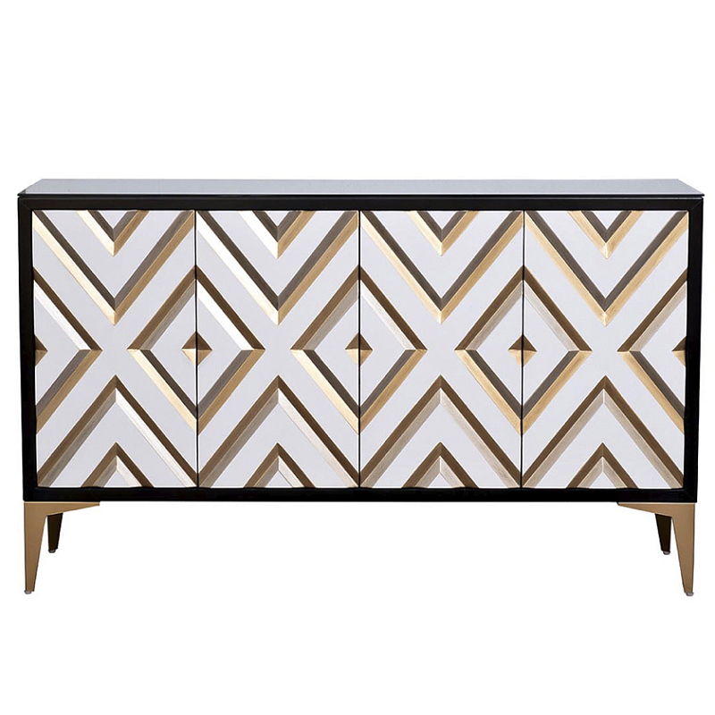 Комод в стиле арт-деко Kente Pattern Commode Черный Бронза Комод в стиле арт-деко Kente Pattern Commode Черный Бронза в Барнауле | Loft Concept