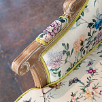 Кресло из натурального бука бежевое с изображением птиц и цветов Beige Green Chinoiserie Garden Armchair варинант исполнения - 5 | Loft Concept в Барнауле