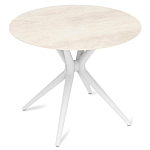 Стол обеденный с круглой столешницей из керамики на четырех белых ножках Sand Ceramics варинант исполнения - 3 | Loft Concept в Барнауле