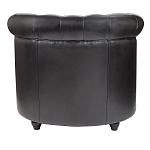 Кресло кожаное с мягкими подлокотниками на 4-х деревянных ножках Logan Leather Armchair black варинант исполнения - 3 | Loft Concept в Барнауле