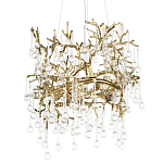 Подвесная люстра в виде ветвей деревьев золотого цвета с прозрачными подвесками-каплями 8 и 14 ламп Droplet Chandelier варинант исполнения - 1 | Loft Concept в Барнауле