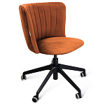 Стул с мягкой оранжевой обивкой из велюра и подъемно-поворотным механизмом на черных колесиках Harper Orange варинант исполнения - 1 | Loft Concept в Барнауле