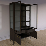 Витрина Primo со стеклянными фасадами и буфетом шпон Темный орех варинант исполнения - 4 | Loft Concept в Барнауле