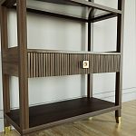 Стеллаж Elsa Dreams Walnut со стеклянными полками и ящиком варинант исполнения - 2 | Loft Concept в Барнауле