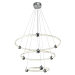 Люстра подвесная трехъярусная c плафонами в виде колец Lighting Rings Silver варинант исполнения - 1 | Loft Concept в Барнауле