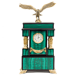 Часы настольные из натурального камня Малахит с декором в виде орла Eagle Stone Clock варинант исполнения - 1 | Loft Concept в Барнауле