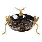 Блюдо черного цвета из фрафора на бронзовых ножках в виде стрекоз Eden Garden варинант исполнения - 2 | Loft Concept в Барнауле