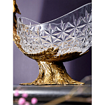 Чаша из прозрачного стекла на бронзовой подставке в виде павлина с рельефным хвостом Eden Garden варинант исполнения - 5 | Loft Concept в Барнауле