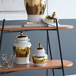 Ваза белая с крышкой и золотистыми фрагментами Chinoiserie Ceramics варинант исполнения - 2 | Loft Concept в Барнауле