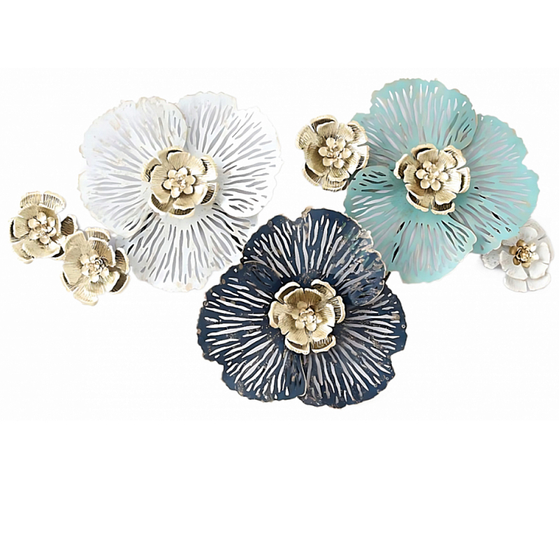 Панно настенное Blank Sheet Flowers Золотой Белый Синий Панно настенное Blank Sheet Flowers Золотой Белый Синий в Барнауле | Loft Concept