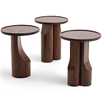 Круглый приставной стол из массива ореха Balu Wooden Side Table варинант исполнения - 5 | Loft Concept в Барнауле