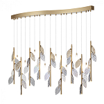 Люстра с золотистыми трубками и прозрачными стеклянными листьями на подвесах Sylva  варинант исполнения - 3 | Loft Concept в Барнауле