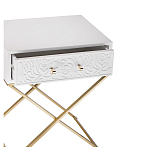 Приставной столик с выдвижным ящиком  White Table Carved Pattern варинант исполнения - 2 | Loft Concept в Барнауле